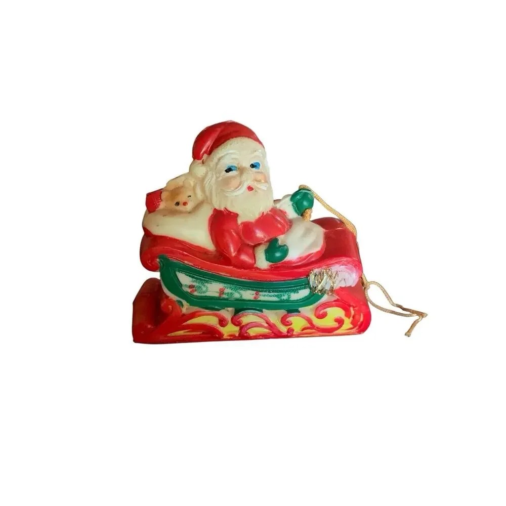 Soft Rubber Santa Claus & Sleigh Loaded with Presents Ornament‎ Christmas Japan